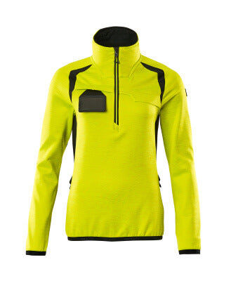 Fleecejacke mit kurzem Zipper, Damen – hi-vis gelb/schwarz