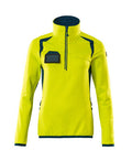 Fleecejacke mit kurzem Zipper, Damen – hi-vis gelb/dunkelpetroleum