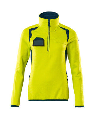Fleecejacke mit kurzem Zipper, Damen – hi-vis gelb/dunkelpetroleum