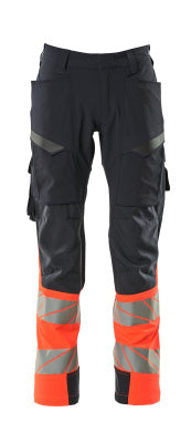 Hose, Schenkeltaschen, ULTIMATE STRETCH – schwarzblau/hi-vis rot