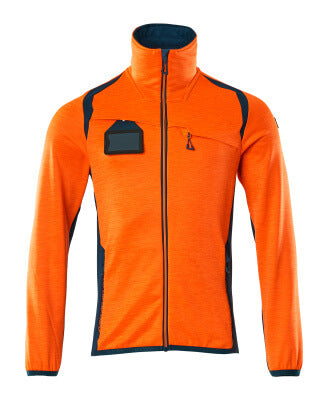 Fleecejacke mit Reißverschluss – hi-vis orange/dunkelpetroleum