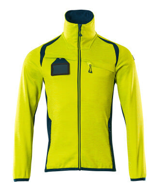Fleecejacke mit Reißverschluss – hi-vis gelb/dunkelpetroleum