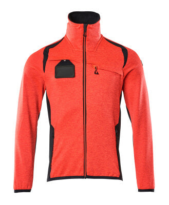 Fleecejacke mit Reißverschluss – Hi-vis rot/schwarzblau