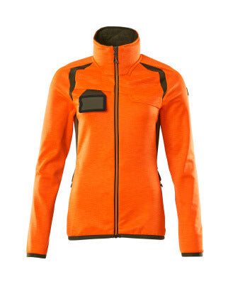 Fleecejacke mit Reißverschluss, Damen – hi-vis orange/moosgrün