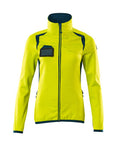 Fleecejacke mit Reißverschluss, Damen – hi-vis gelb/dunkelpetroleum