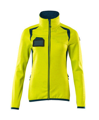 Fleecejacke mit Reißverschluss, Damen – hi-vis gelb/dunkelpetroleum