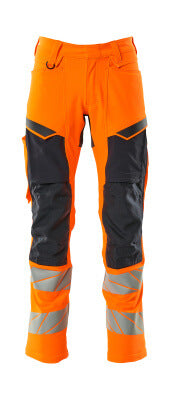 Hose mit Knietaschen, ULTIMATE STRETCH – hi-vis orange/schwarzblau