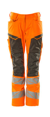 Hose, Damen,DIAMOND, Knietaschen,Stretch – hi-vis orange/dunkelanthrazit