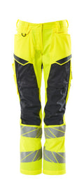 Hose, Damen,DIAMOND, Knietaschen,Stretch – hi-vis gelb/schwarzblau