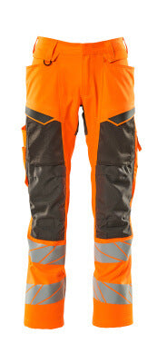 Hose mit Knietaschen, Stretch-Einsätze – hi-vis orange/dunkelanthrazit