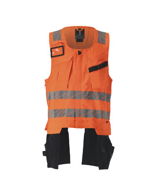 Werkzeugweste, ULTIMATE STRETCH – hi-vis orange/schwarzblau
