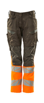 Hose, Damen,DIAMOND, Knietaschen,Stretch – dunkelanthrazit/hi-vis orange