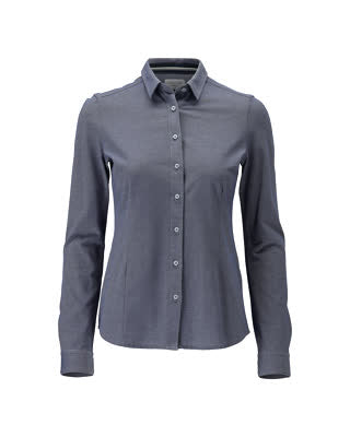 Hemd, moderne Damenpassform, Stretch – blau-meliert