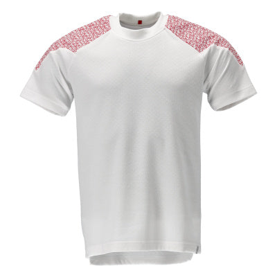 T-Shirt, Kurzarm – weiss/verkehrsrot