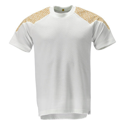T-Shirt, Kurzarm – weiss/currygelb
