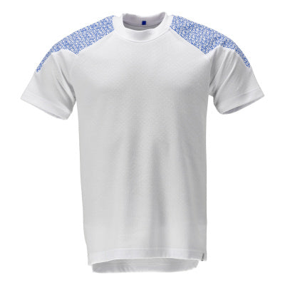 T-Shirt, Kurzarm – weiss/azurblau
