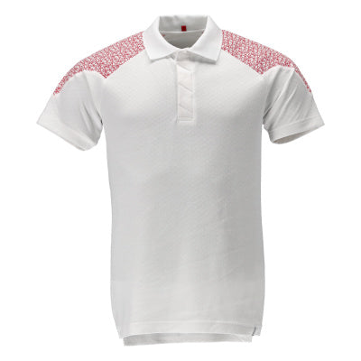 Polo-Shirt, Kurzarm – weiss/verkehrsrot