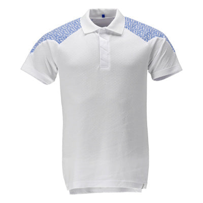 Polo-Shirt, Kurzarm – weiss/azurblau