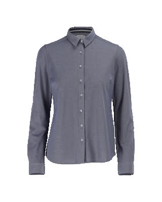 Hemd, klassische Damenpassform, Stretch – blau-meliert