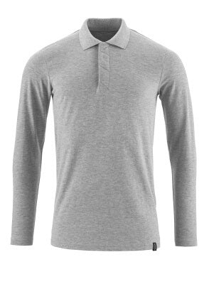 Polo-Shirt, Langarm, ProWash® – grau-meliert