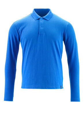 Polo-Shirt, Langarm, ProWash® – azurblau