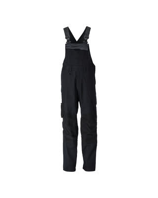 Latzhose, Knietaschen, Stretch,Baumwolle – schwarz