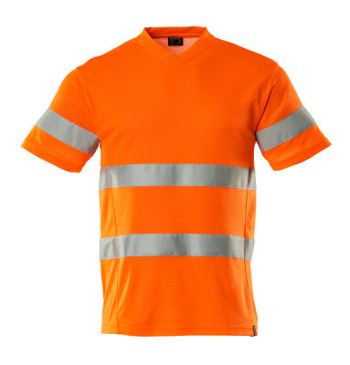 T-Shirt, V-Ausschnitt, moderne Passform – hi-vis orange