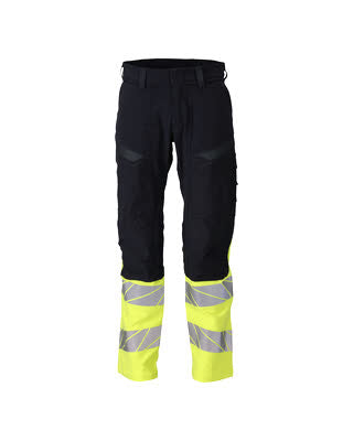 Hose, Knietaschen,ULTIMATE STRETCH – schwarzblau/hi-vis gelb