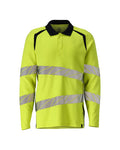 Polo-Shirt, Langarm – hi-vis gelb/schwarzblau