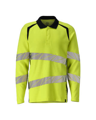 Polo-Shirt, Langarm – hi-vis gelb/schwarzblau