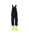 Latzhose, Knietaschen, Stretch-Einsätze – schwarzblau/hi-vis gelb