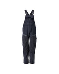 Latzhose, Knietaschen, Stretch-Einsätze – schwarzblau/hi-vis gelb