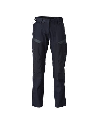 Hose mit Knietaschen, Damen – schwarzblau/hi-vis gelb