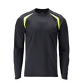 T-Shirt, Langarm, moderne Passform – schwarzblau/hi-vis gelb