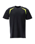 T-Shirt, moderne Passform – schwarzblau/hi-vis gelb