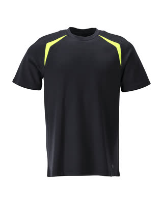 T-Shirt, moderne Passform – schwarzblau/hi-vis gelb