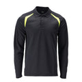 Polo-Shirt, Langarm – schwarzblau/hi-vis gelb