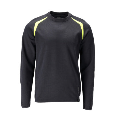 Sweatshirt, moderne Passform – schwarzblau/hi-vis gelb