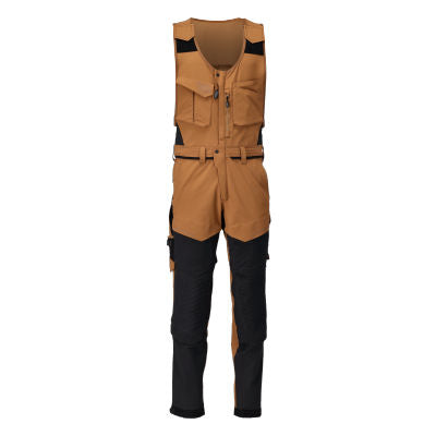 Kombihose mit Knietaschen, Stretch – nussbraun/schwarz