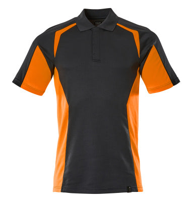 Polo-Shirt, moderne Passform – schwarzblau/hi-vis orange