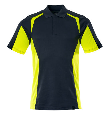 Polo-Shirt, moderne Passform – schwarzblau/hi-vis gelb