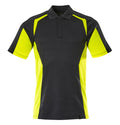 Polo-Shirt, moderne Passform – schwarz/hi-vis gelb