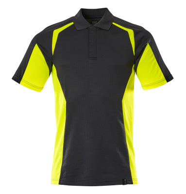 Polo-Shirt, moderne Passform – schwarz/hi-vis gelb