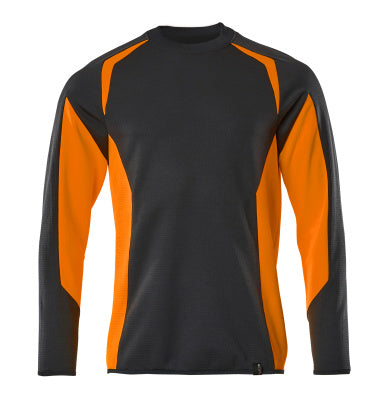 Sweatshirt, moderne Passform – schwarzblau/hi-vis orange