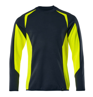 Sweatshirt, moderne Passform – schwarzblau/hi-vis gelb