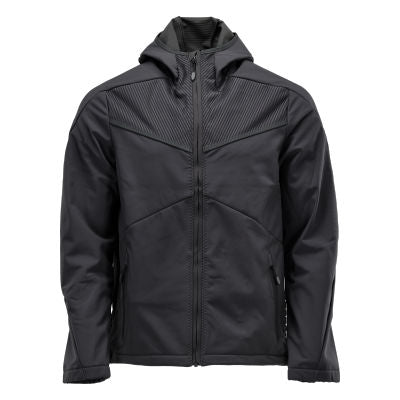 Softshelljacke mit Kapuze – schwarz