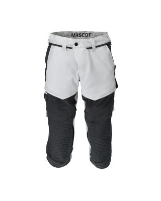 Dreiviertel-Hose, Knietaschen, Stretch – weiss/Anthrazitgrau
