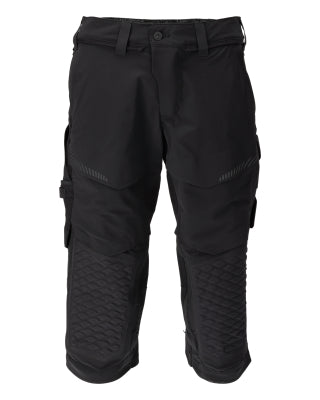 Dreiviertel-Hose, Knietaschen, Stretch – schwarz