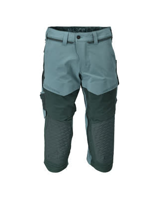 Dreiviertel-Hose, Knietaschen, Stretch – helles waldgrün/waldgrün
