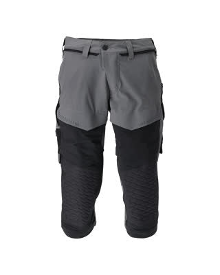 Dreiviertel-Hose, Knietaschen, Stretch – anthrazitgrau/schwarz